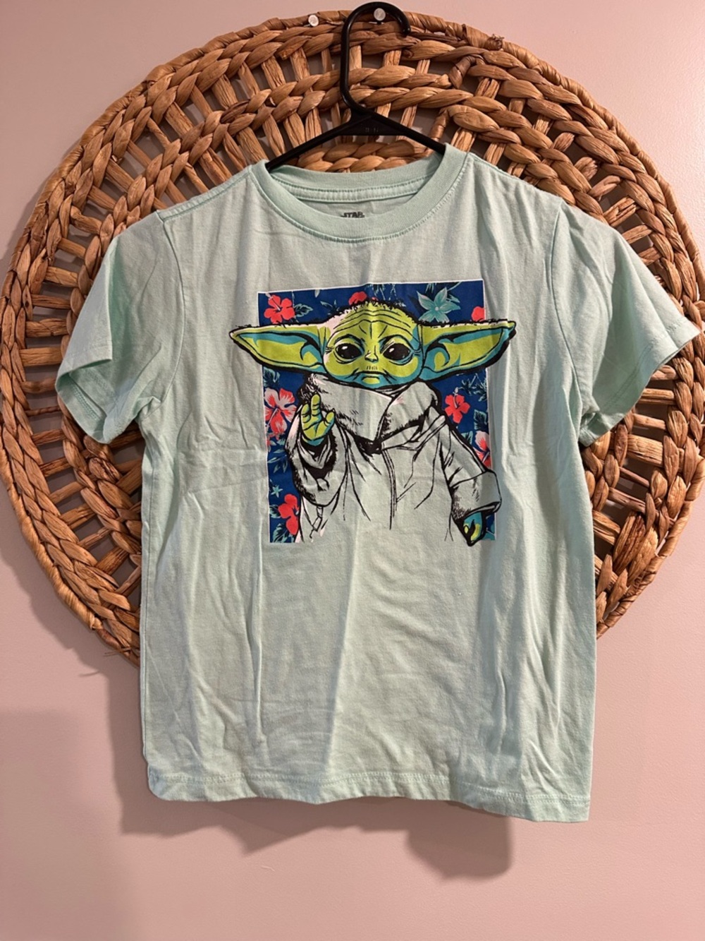 Star Wars Kids Tee with Grogu Floral Graphic - Mint Green